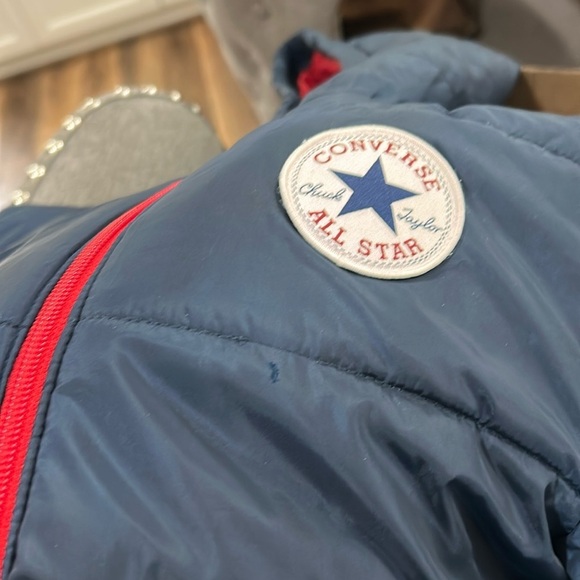 Converse All Star Boys Quilted Jacket S 8-10yrs Blue Hood Zipper Chuck Taylor - Picture 16 of 16